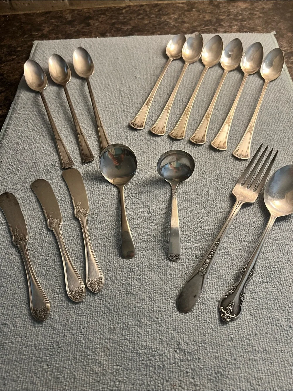 Silver Flatware Set - Assorted Spoons, Butter Knives & Serving Pieces